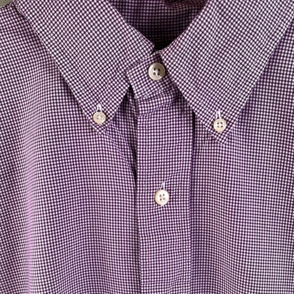 Ralph Lauren Purple Small Check Classic Fit Long Sleeve Shirt Pony 161/2 34-35